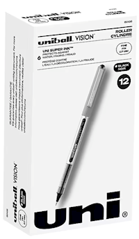 PENS, UNIBALL ROLLERBALL, FINE POINT, 0.7MM, BLACK INK, 12/CT MAIN